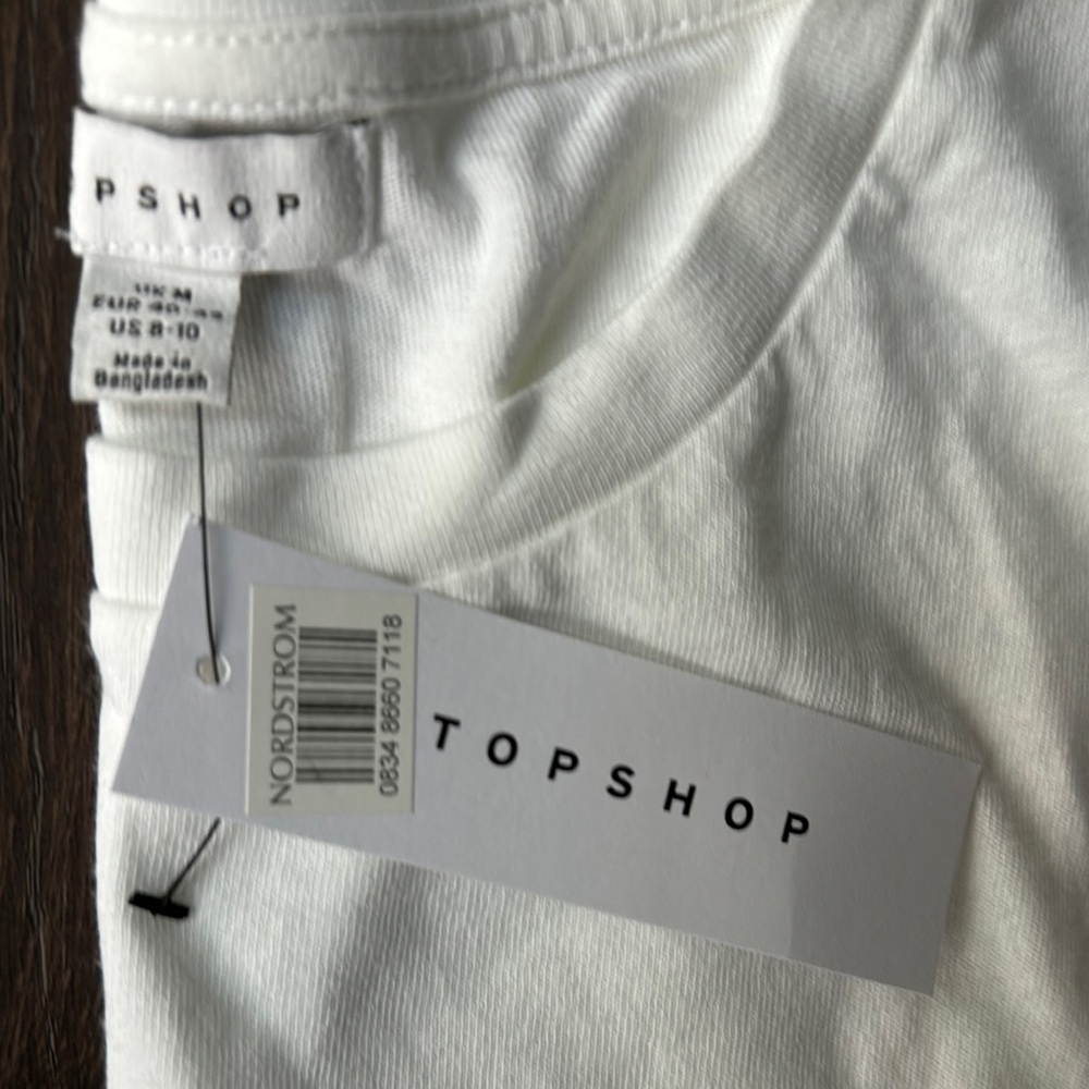 NWT TopShop White Oversized Crop T-Shirt Size 8-10